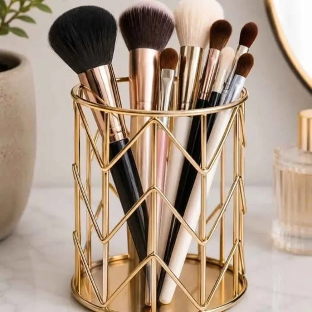 Modern Geometric Home Decor Bundle – Candle Holders & Gold Organizer Cups NIB